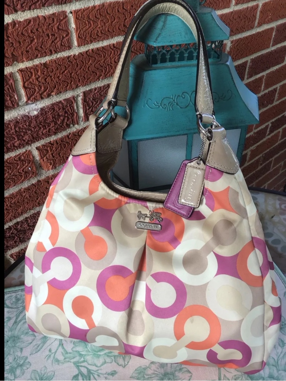 Coach Madison Maggie OP art scarf print shoulder bag vintage - Picture 2 of 13